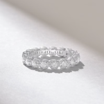 Pave Natural Diamond Eternity Ball Ring | 18K Solid Gold Wedding Band | Stackable Ring - 图片 6