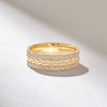 Pave Natural Diamond Wedding Band, 2 Row Pave , 14k Solid Gold Full Eternity Vine Ring - Image 2