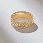Pave Natural Diamond Wedding Band, 2 Row Pave , 14k Solid Gold Full Eternity Vine Ring - Image 5