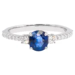 18K纯金蓝宝石订婚戒指