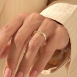 14k Gold Natural Diamond Rhombus Star Pinky Ring: Celestial Slim Signet Band for Women