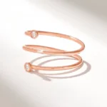 Natural Diamond Bezel Spiral Ring | 14k Wrap Around Ring | Solid Gold Thin Coil Ring - 图片 6