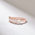 0.7ctw Mixed Cut Natural Diamond Wedding Ring: Unique 18K Solid Gold - 图片 5