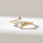 Tension Set Solitaire Moissanite Diamond Ring | 18K Solid Gold Marquise Engagement Ring - 图片 2