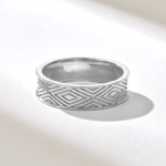 14k Gold Patterned Wedding Band: Solid Wide Band for Men and Women - Image 6