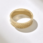 14k Gold Patterned Wedding Band: Solid Wide Band for Men and Women - Image 7