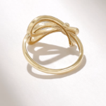 Pave Natural Diamond Bowknot Ring: 14k Solid Gold Ribbon Design for Women - Image 4