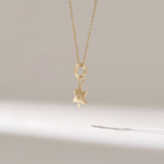 18k Solid Gold Natural Diamond Star Necklace | Northstar Pendant Necklace for Women - 图片 4