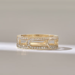 Micro Pave Natural Diamond Eternity Chain Ring in 18k Gold,  Stunning Wedding Band - Image 2