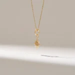 14k Solid Gold Natural Diamond North Star Necklace | Unique Celestial Pendant Necklace - Image 4
