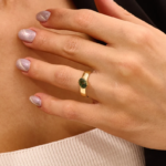 18K Solid Gold Moss Agate Solitaire Ring - Image 3