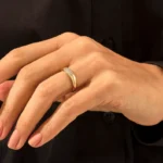 密镶天然钻石圆顶戒指 | 18k 简约结婚戒指 | 纯金泡泡戒指