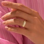 14k Gold Natural Diamond Constellation Ring, Minimalist Dome Celestial Design - Image 3