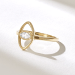 Marquise Natural Diamond Evil Eye Ring: 14k Solid Gold Protection Ring for Women - 图片 6