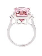 18K Solid Gold Pink Morganite and Diamond Solitaire Cocktail Ring - 图片 4