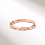 Gold Twist Wedding Band | Men Women Mobius Ring | 14k Solid Gold Stacking Band - Image 5