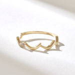 Pave Natural Diamond Zigzag Ring: 14k Solid Gold Stacking Ring for Women - Image 6