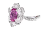 14K Solid Gold 3.14 Carat Solitaire Pink-Sapphire and Diamond Cocktail Ring - 图片 2