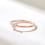 Tiny National Diamond Trefoil Promise Ring, Solid Gold Stacking Band for Women - Image 5