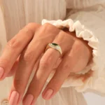 14K纯金祖母绿邪眼戒指