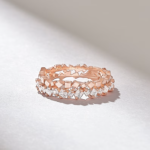 Geometric Cluster Natural Diamond Wedding Band | Full Eternity Ring in  18k Solid - 图片 4