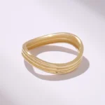 Stunning Wavy 18K Solid Gold Curved Band: Three Rows Stacking Rings for Women - Image 7