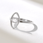 Marquise Natural Diamond Evil Eye Ring: 14k Solid Gold Protection Ring for Women - 图片 5