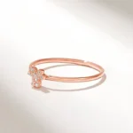 14K Solid Gold Tiny Natural Diamond Trefoil Ring - Image 6