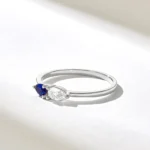 18K Solid Gold Natural Diamond Sapphire Toi et Moi Ring - Image 5