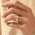 14k Gold Patterned Wedding Band: Solid Wide Band for Men and Women - Image 3