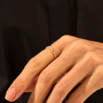 14k Solid Gold Link Ring | Dainty Twist Rope Ring | Real Natural Diamond Chain Ring