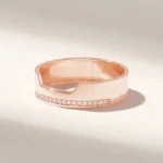 14k Gold Natural Diamond Half Eternity Wedding Band: Unique Pave Design, Wide Gold Ring - Image 6