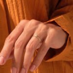 Tiny National Diamond Trefoil Promise Ring, Solid Gold Stacking Band for Women