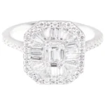 18k White Gold 1.00 Carat "Illusion-Set" Solitaire Style Engagement Ring