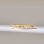 14k Gold Flush Set Natural Diamond Wedding Band: Minimalist Anniversary Ring - Image 2