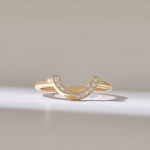 Arched Nesting Ring | Pave Natural Diamond Curve Ring 18K Solid Gold | Minimalist Ring - 图片 2