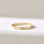 14k Solid Gold Bezel Natural Diamond Pyramid Ring | 1.8MM Slim Stacking Ring for Women - Image 2