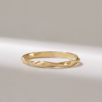 Gold Twist Wedding Band | Men Women Mobius Ring | 14k Solid Gold Stacking Band - Image 2