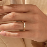 14k Gold Natural Diamond Rhombus Star Pinky Ring: Celestial Slim Signet Band for Women - Image 3