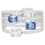 14K 纯金钻石和蓝宝石永恒戒指