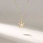 14k Solid GoldNatural  Diamond Star Necklace: Tiny Solitaire Pendant for Stacking Choker - Image 2