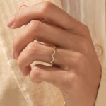 Pave Natural Diamond Zigzag Ring: 14k Solid Gold Stacking Ring for Women - Image 3