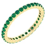 14K Solid Gold 0.85 Carat Emerald Eternity Ring Minimalist Emerald Band