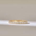 Solid Gold Channel Set Natural Diamond Half Eternity Ring Twisted Rope Detailed Stacking - 图片 2