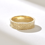 14k Gold Patterned Wedding Band: Solid Wide Band for Men and Women - Image 5