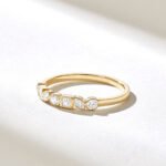 18k Gold Bezel Natural Diamond Wedding Band: Mixed Cut Unique Bridal Ring - Image 4