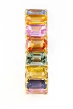 14K Solid Gold 11.05 Carat Emerald-Cut Multi-Sapphire Eternity Band Ring - Image 2