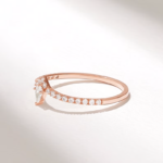 14k Solid Gold Natural Diamond Majestic Curve Engagement Ring: Chevron Solitaire - 图片 6