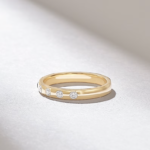 14k Gold Flush Set Natural Diamond Wedding Band: Minimalist Anniversary Ring - Image 4
