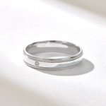 14k Solo Natural Diamond Migraine Wedding Band, Classic Solid Gold Marriage Ring - Image 5